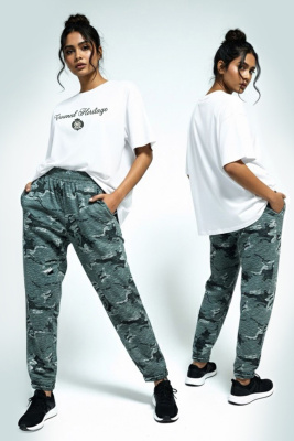 Домашний костюм с брюками 395 хаки,бел