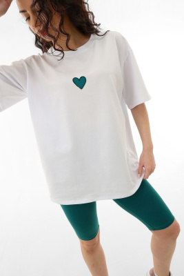 Костюм Heart белый-изумрудный